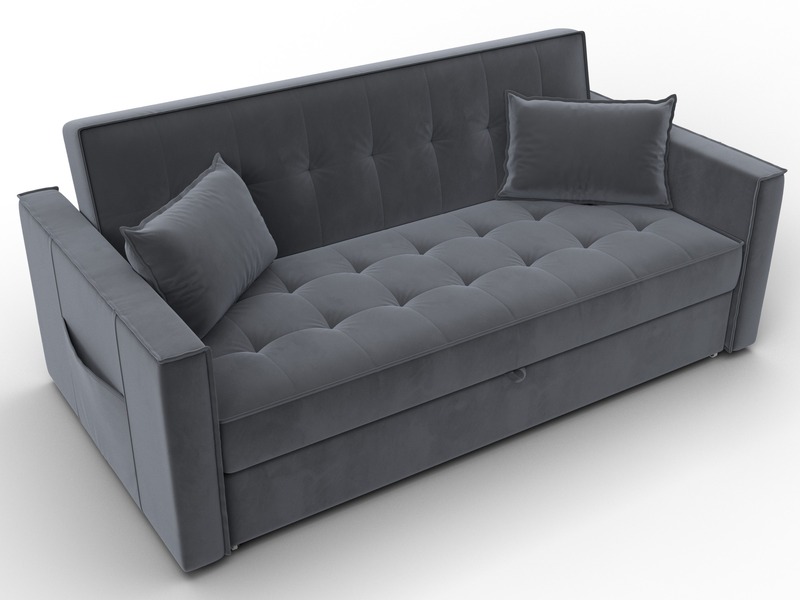 Диван прямой Лига-104 (160), Велюр, SEVEN 17 серый