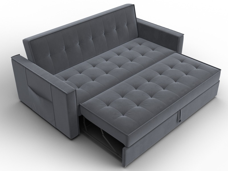 Диван прямой Лига-104 (160), Велюр, SEVEN 17 серый