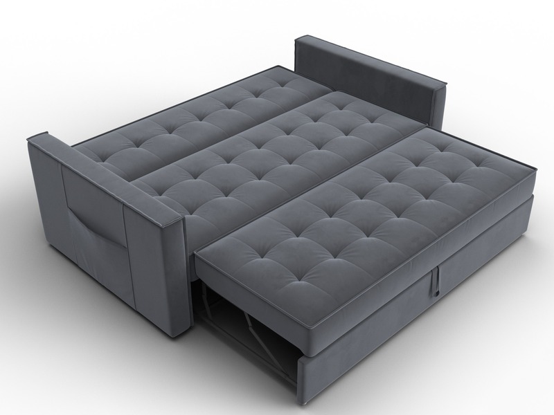 Диван прямой Лига-104 (160), Велюр, SEVEN 17 серый