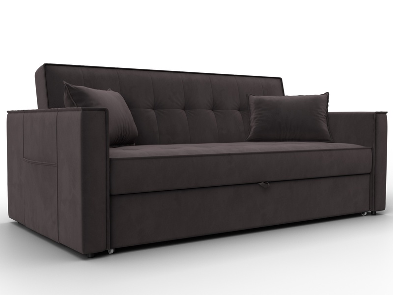 Диван прямой Лига-104 (160), Велюр, SEVEN 727 коричневый