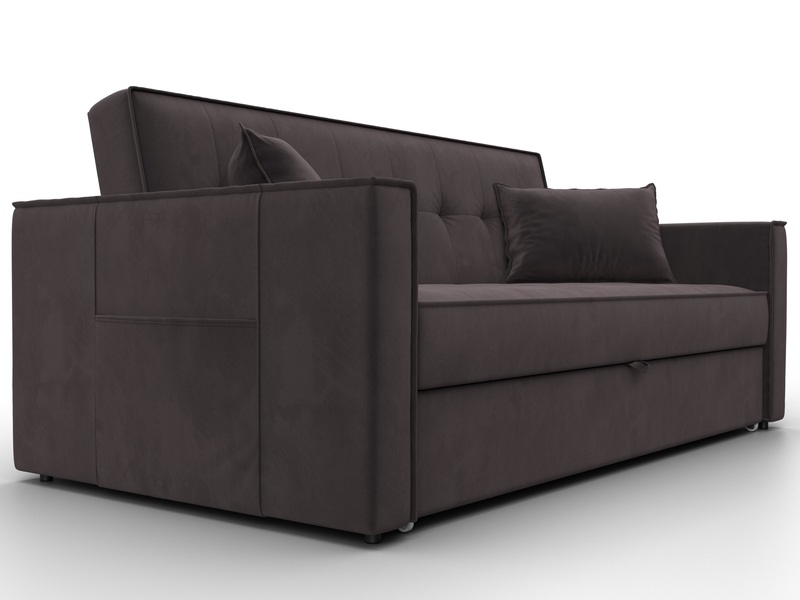 Диван прямой Лига-104 (160), Велюр, SEVEN 727 коричневый