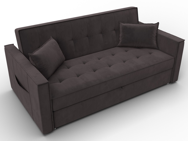 Диван прямой Лига-104 (160), Велюр, SEVEN 727 коричневый