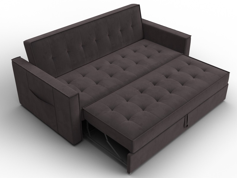 Диван прямой Лига-104 (160), Велюр, SEVEN 727 коричневый