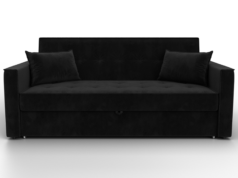 Диван прямой Лига-104 (160), Велюр, SEVEN 35 черный