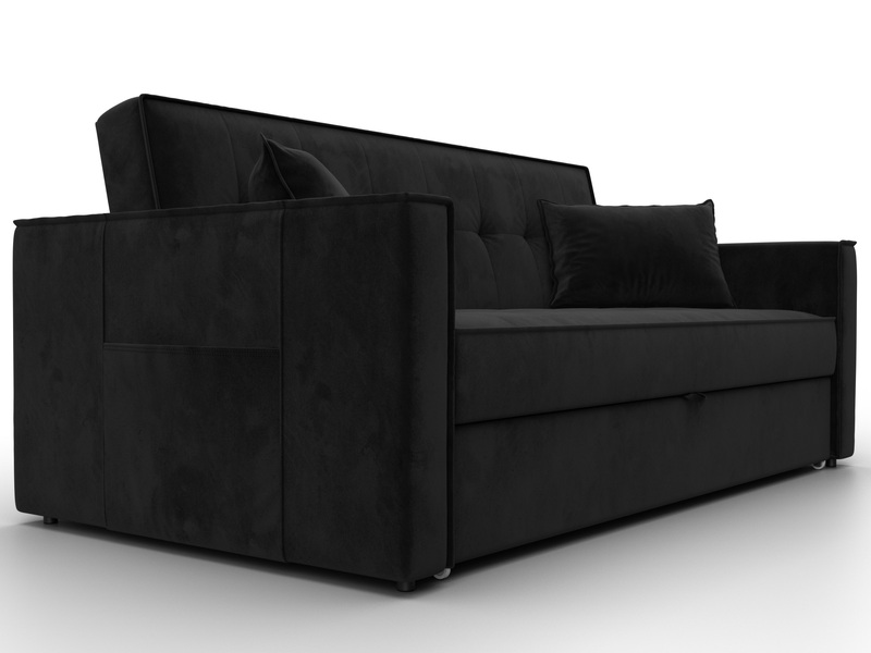 Диван прямой Лига-104 (160), Велюр, SEVEN 35 черный