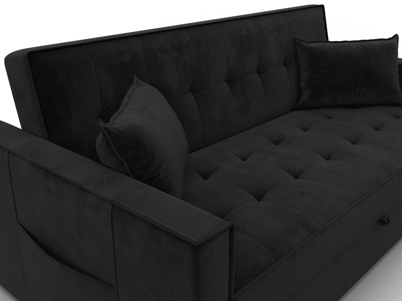 Диван прямой Лига-104 (160), Велюр, SEVEN 35 черный