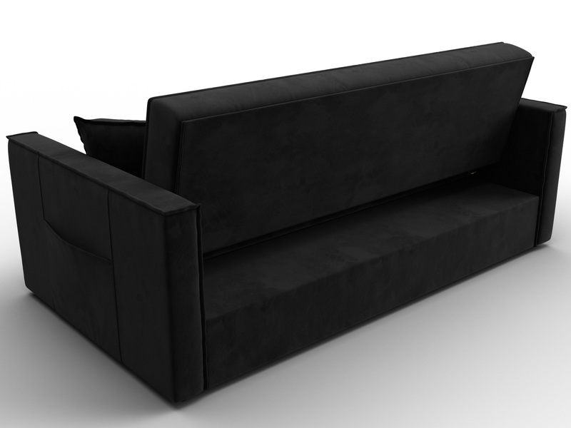 Диван прямой Лига-104 (160), Велюр, SEVEN 35 черный