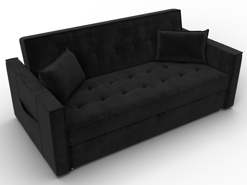 Диван прямой Лига-104 (160), Велюр, SEVEN 35 черный