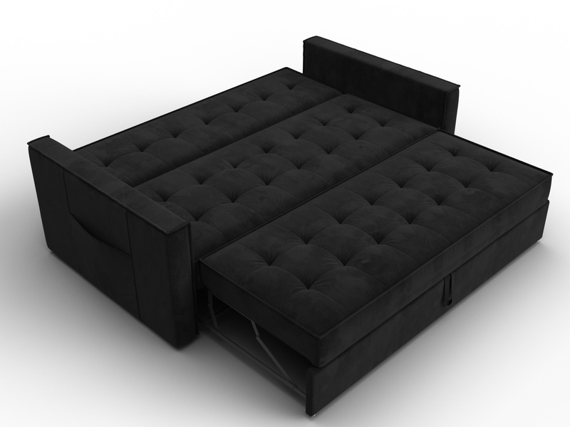 Диван прямой Лига-104 (160), Велюр, SEVEN 35 черный