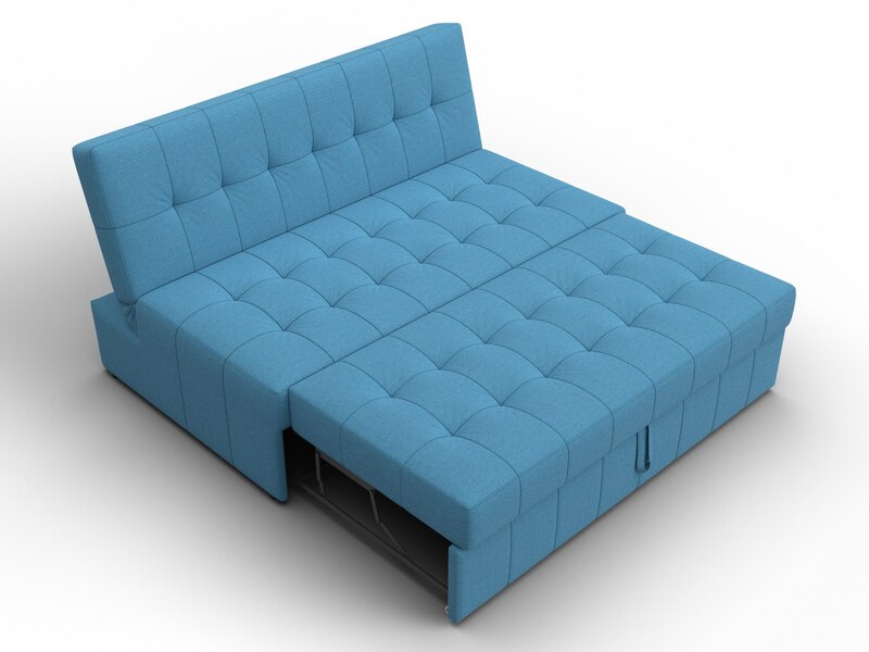 Диван прямой Лига-107 (140), Рогожка, Амур 10 голубой