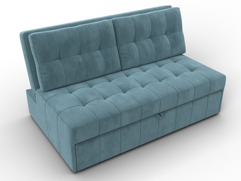 Диван прямой Лига-107 (140), Велюр, SEVEN 113 бирюзовый