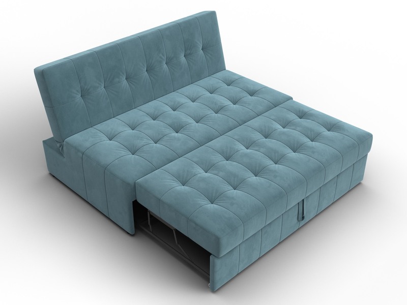 Диван прямой Лига-107 (140), Велюр, SEVEN 113 бирюзовый