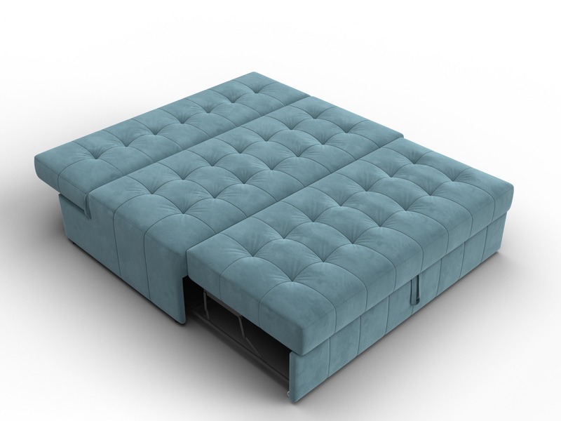 Диван прямой Лига-107 (140), Велюр, SEVEN 113 бирюзовый