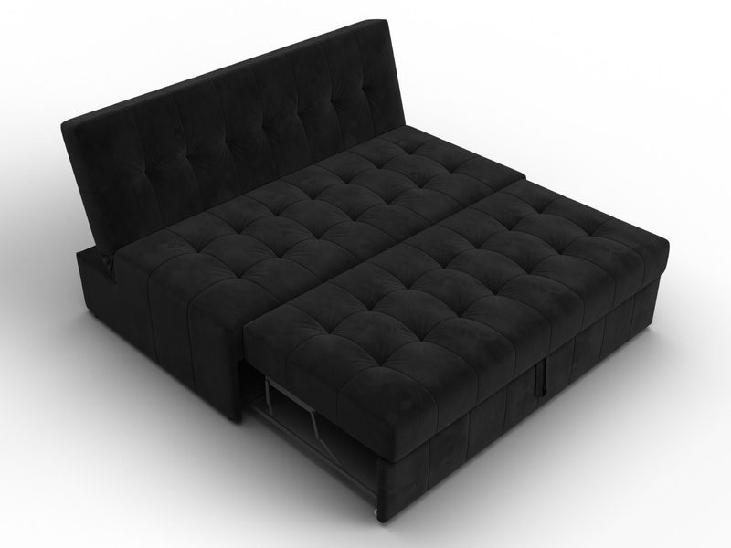 Диван прямой Лига-107 (140), Велюр, SEVEN 35 черный