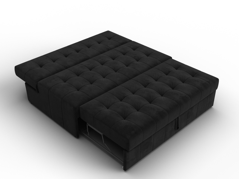 Диван прямой Лига-107 (140), Велюр, SEVEN 35 черный