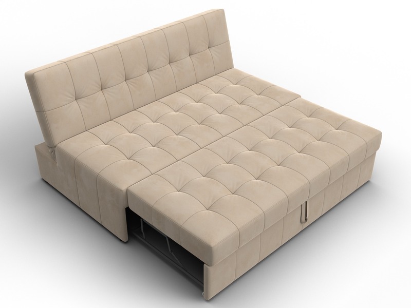 Диван прямой Лига-107 (160), Велюр, SEVEN 729 бежевый