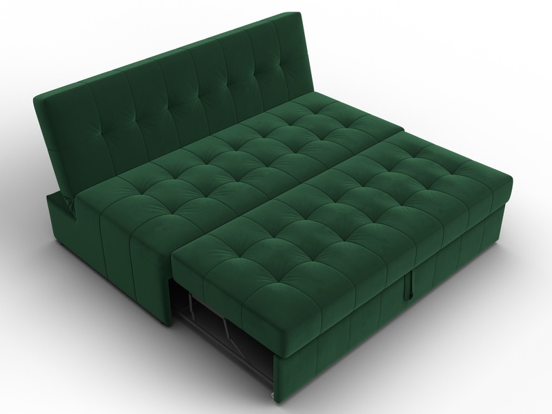Диван прямой Лига-107 (160), Велюр, SEVEN 626 зеленый