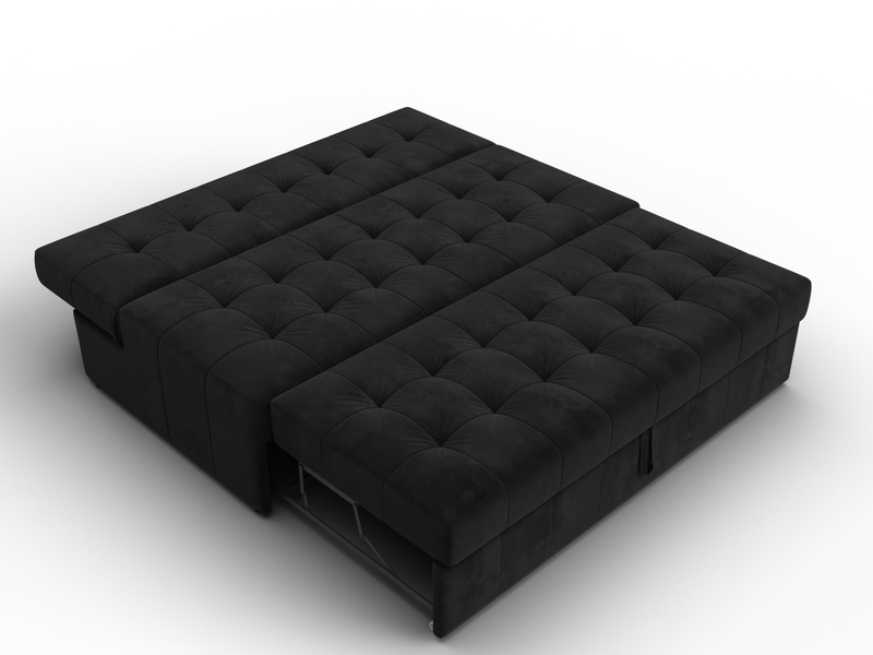 Диван прямой Лига-107 (160), Велюр, SEVEN 35 черный