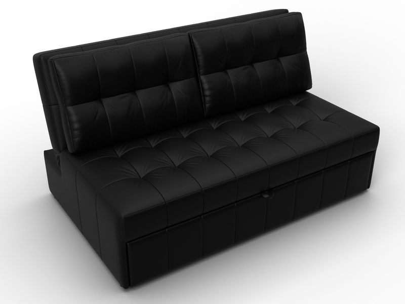 Диван прямой Лига-107 (140), Экокожа, GRIFON 18 черный