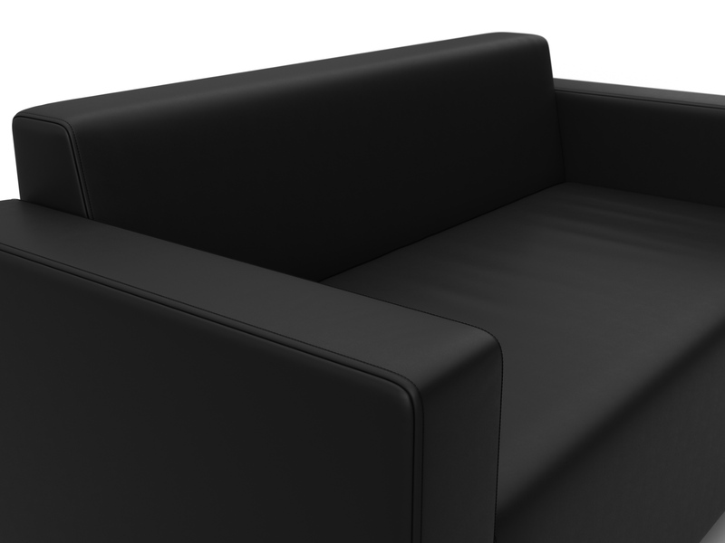Диван прямой Лига-093 ВН, Экокожа, Черный