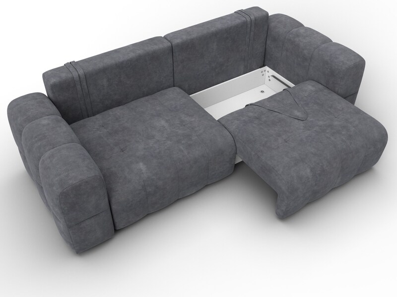 Диван прямой Лига-110 НПБ, Велюр, BRUT 16 темно-серый