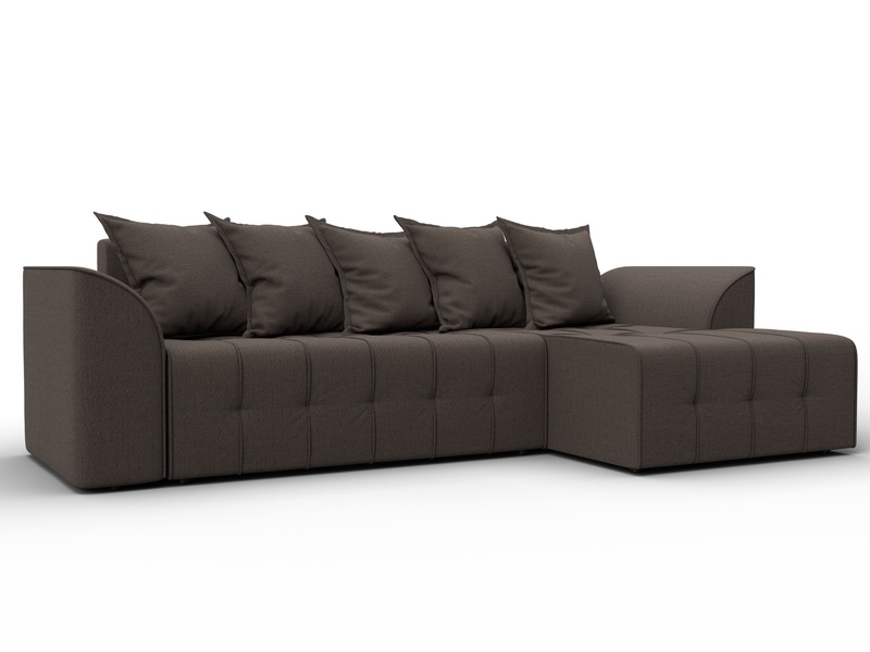 Диван угловой Лига-113 угол правый, Рогожка, Амур 05 коричневый