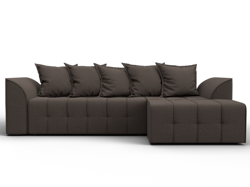 Диван угловой Лига-113 угол правый, Рогожка, Амур 05 коричневый