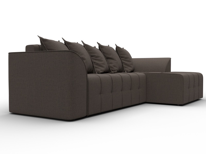 Диван угловой Лига-113 угол правый, Рогожка, Амур 05 коричневый