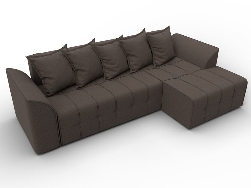 Диван угловой Лига-113 угол правый, Рогожка, Амур 05 коричневый