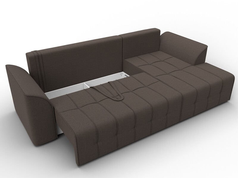 Диван угловой Лига-113 угол правый, Рогожка, Амур 05 коричневый