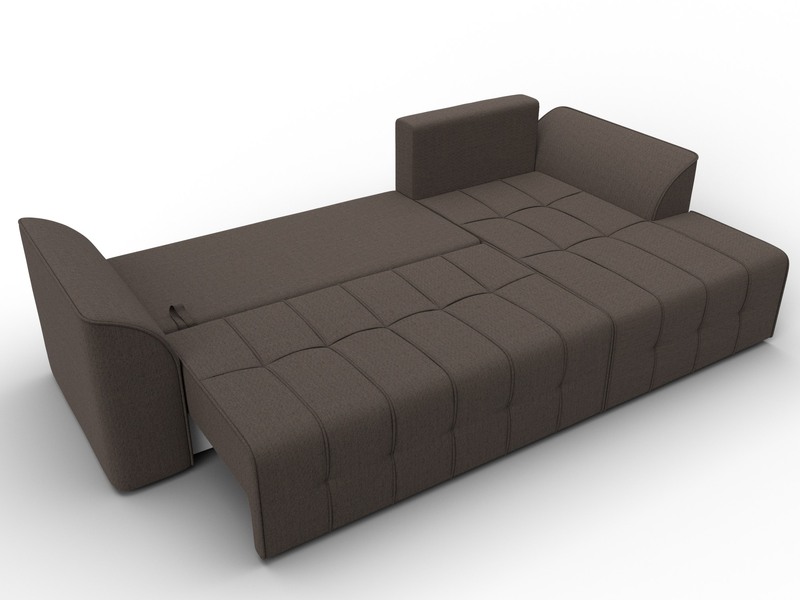 Диван угловой Лига-113 угол правый, Рогожка, Амур 05 коричневый