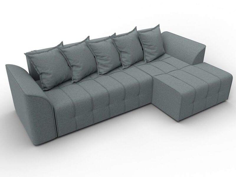 Диван угловой Лига-113 угол правый, Рогожка, Амур 07 серый