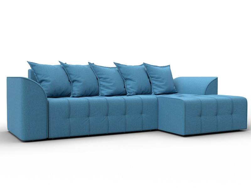 Диван угловой Лига-113 угол правый, Рогожка, Амур 10 голубой