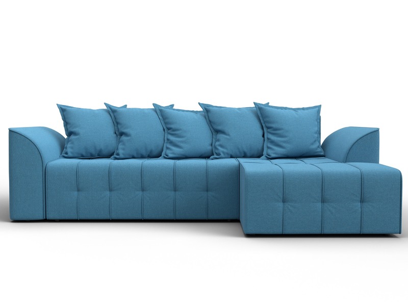 Диван угловой Лига-113 угол правый, Рогожка, Амур 10 голубой