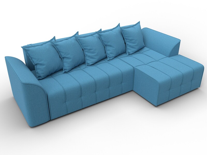 Диван угловой Лига-113 угол правый, Рогожка, Амур 10 голубой