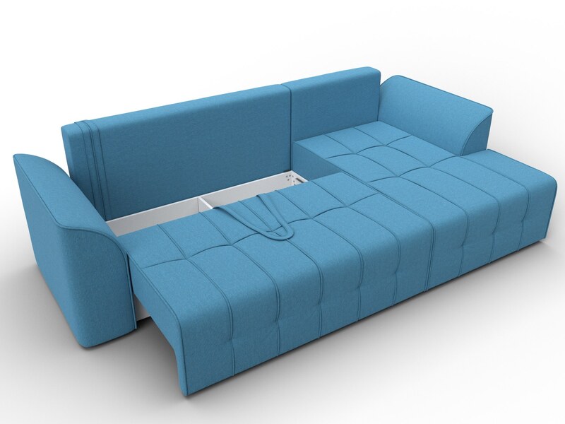 Диван угловой Лига-113 угол правый, Рогожка, Амур 10 голубой