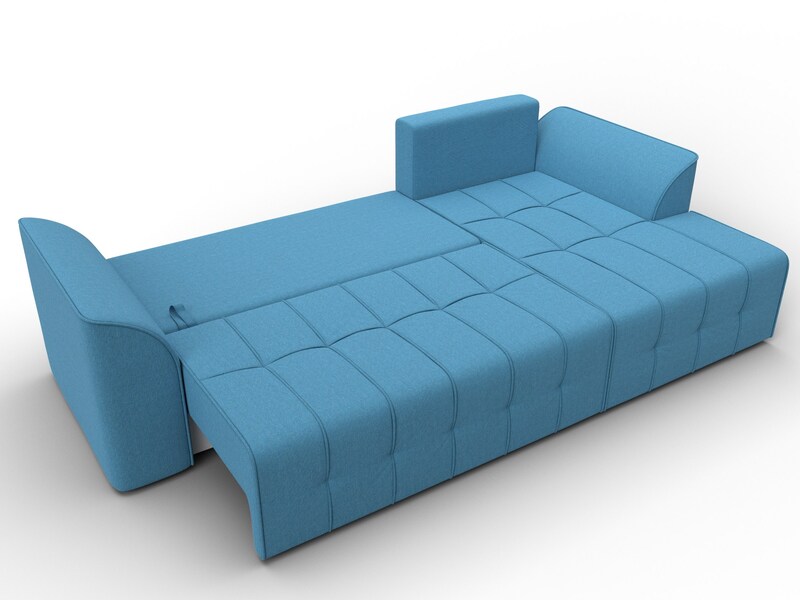 Диван угловой Лига-113 угол правый, Рогожка, Амур 10 голубой