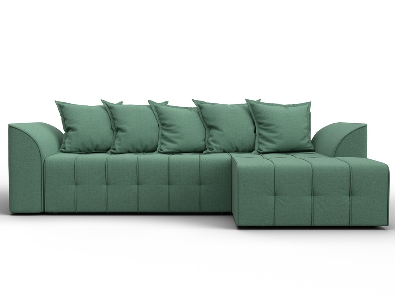 Диван угловой Лига-113 угол правый, Рогожка, Амур 11 зеленый