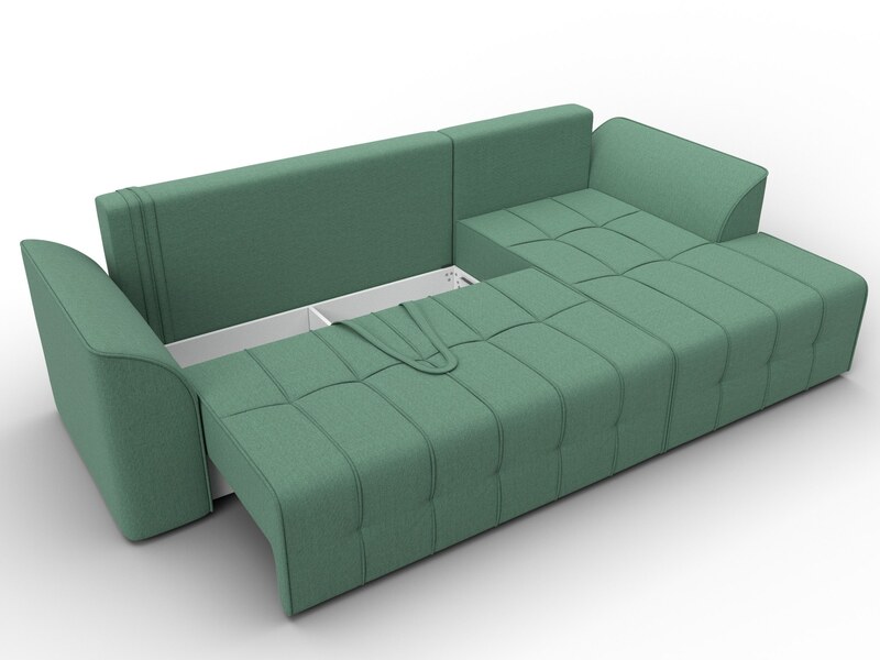 Диван угловой Лига-113 угол правый, Рогожка, Амур 11 зеленый