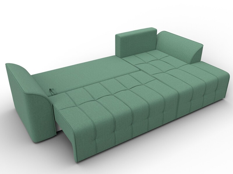 Диван угловой Лига-113 угол правый, Рогожка, Амур 11 зеленый