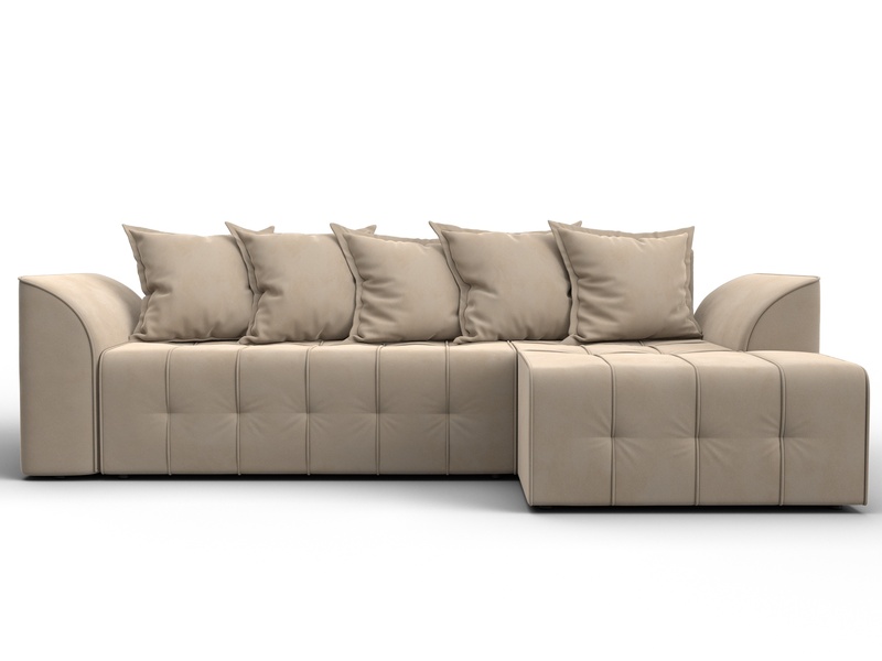 Диван угловой Лига-113 угол правый, Велюр, SEVEN 729 бежевый