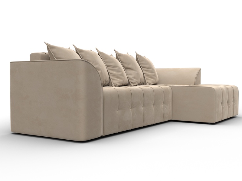 Диван угловой Лига-113 угол правый, Велюр, SEVEN 729 бежевый