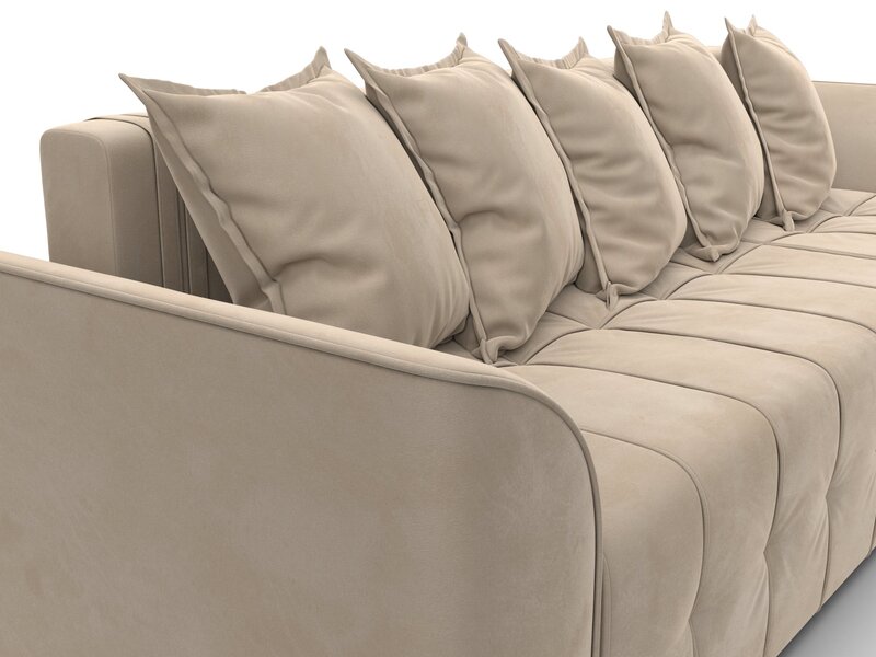 Диван угловой Лига-113 угол правый, Велюр, SEVEN 729 бежевый