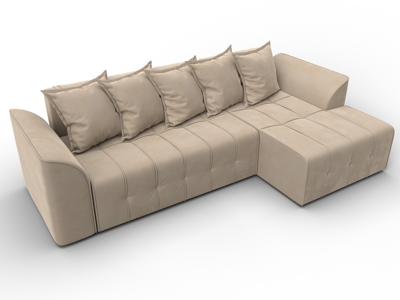 Диван угловой Лига-113 угол правый, Велюр, SEVEN 729 бежевый