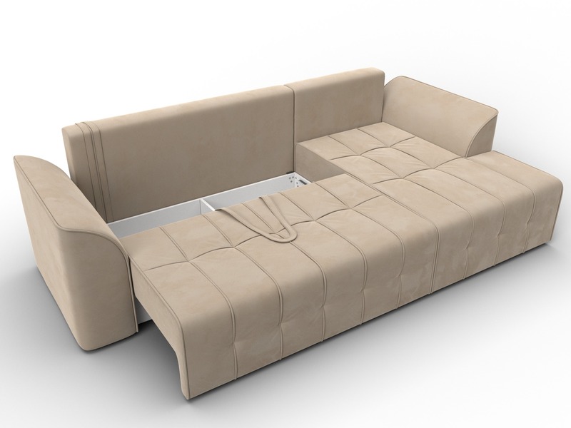 Диван угловой Лига-113 угол правый, Велюр, SEVEN 729 бежевый