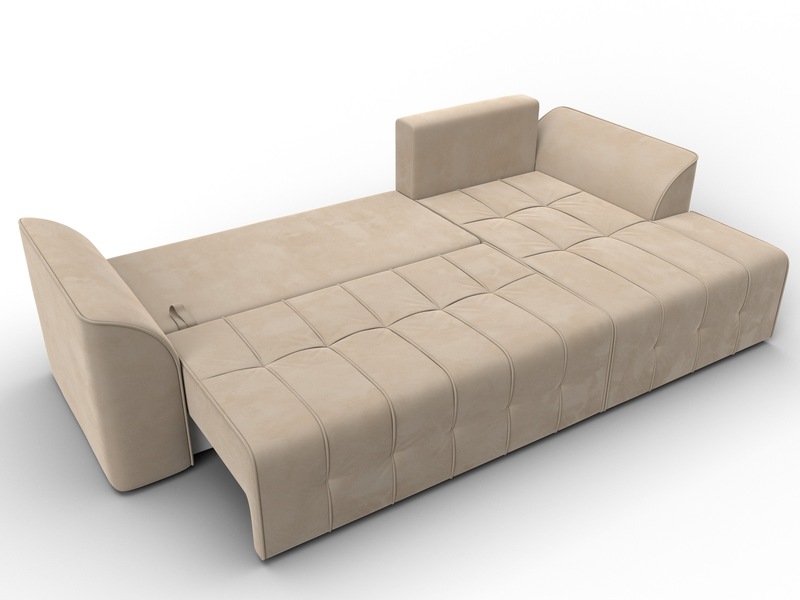 Диван угловой Лига-113 угол правый, Велюр, SEVEN 729 бежевый