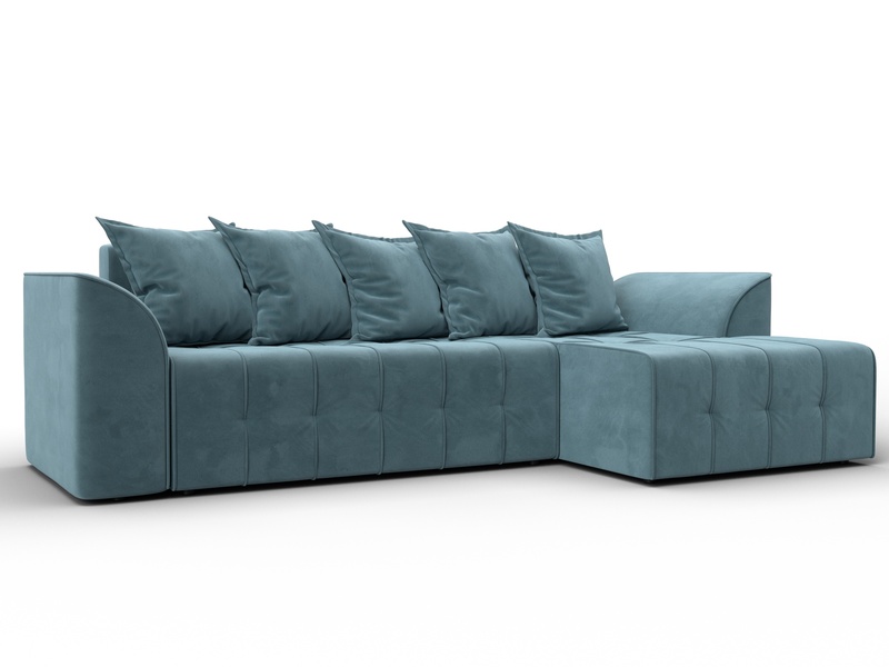 Диван угловой Лига-113 угол правый, Велюр, SEVEN 113 бирюзовый