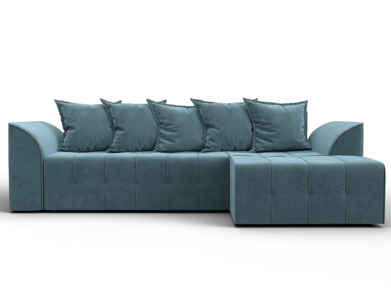 Диван угловой Лига-113 угол правый, Велюр, SEVEN 113 бирюзовый