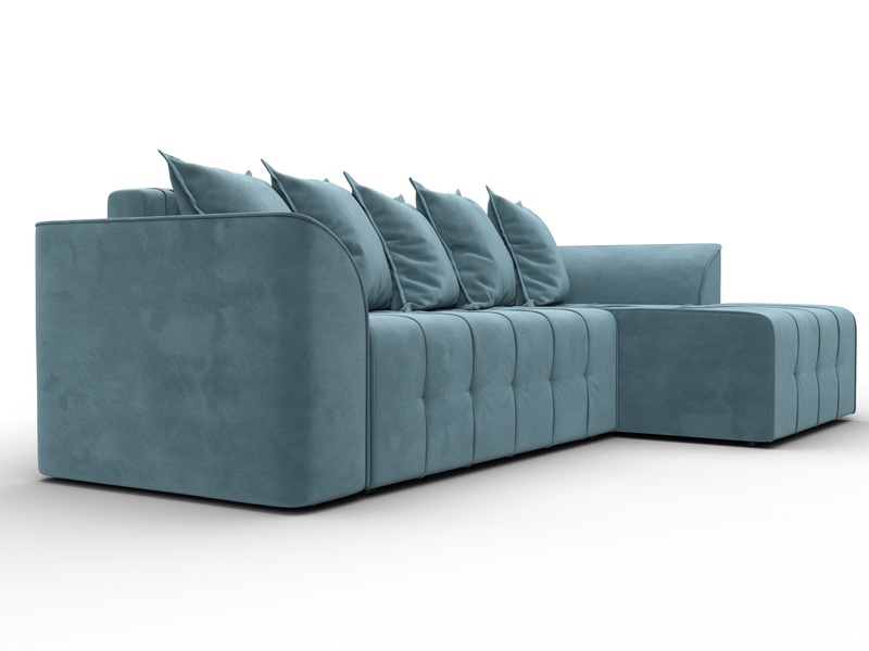 Диван угловой Лига-113 угол правый, Велюр, SEVEN 113 бирюзовый