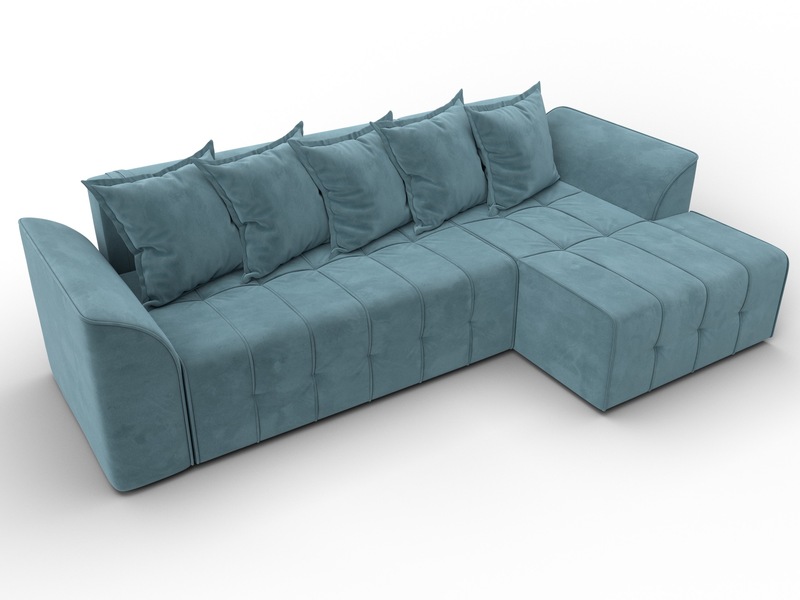 Диван угловой Лига-113 угол правый, Велюр, SEVEN 113 бирюзовый
